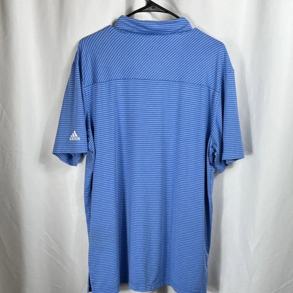 adidas Golf Blue & White Striped Men's Polo Shirt Size Large Lightweight